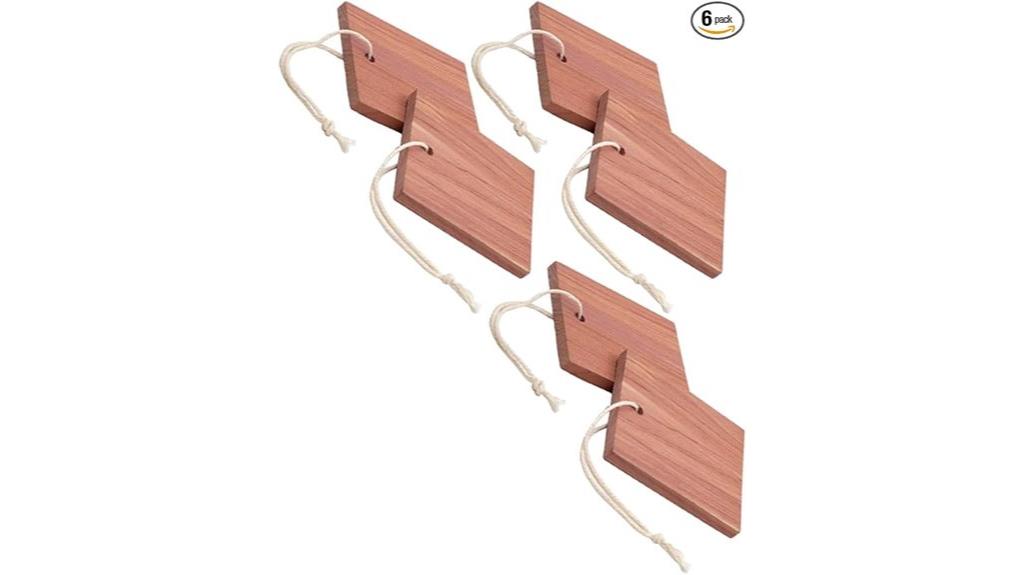 six cedar hanging blocks