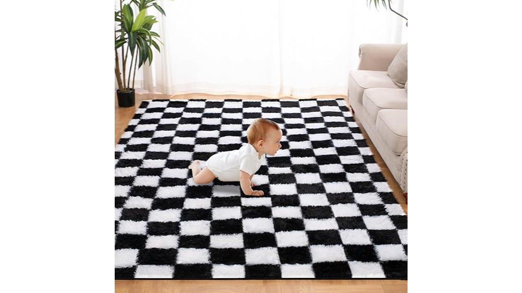 soft checkered shag rug