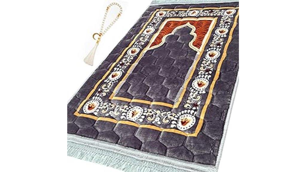 soft grey beaded prayer rug