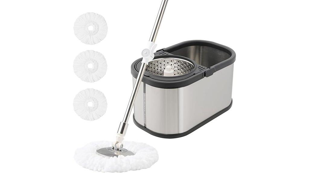 stainless spin mop set