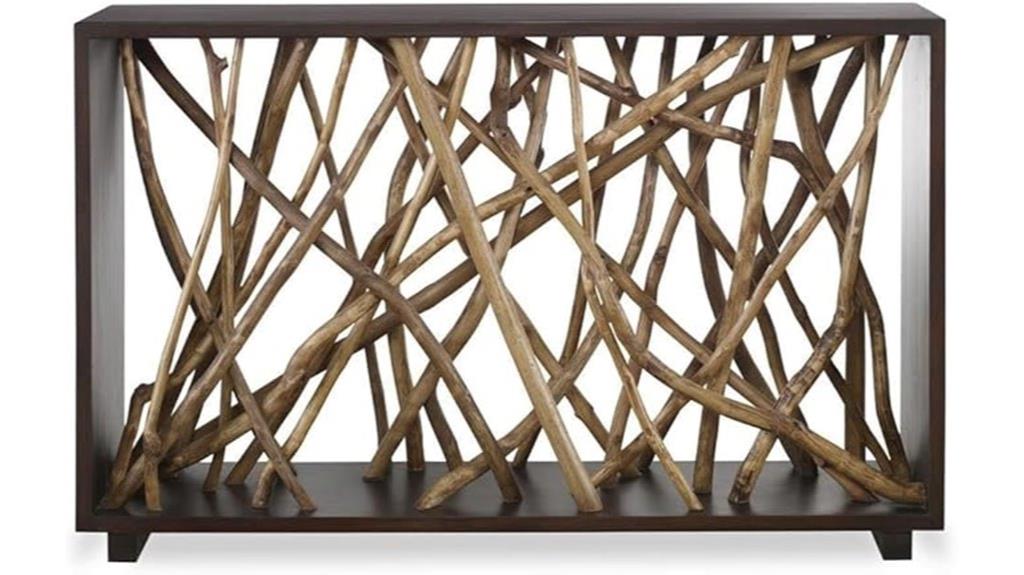 teak maze console table