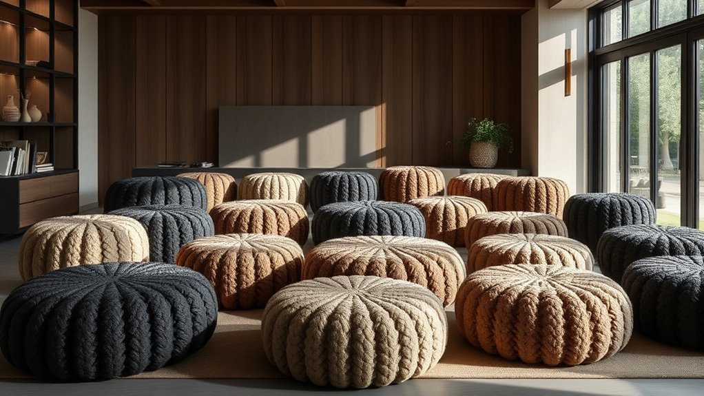 top wool ottoman poufs