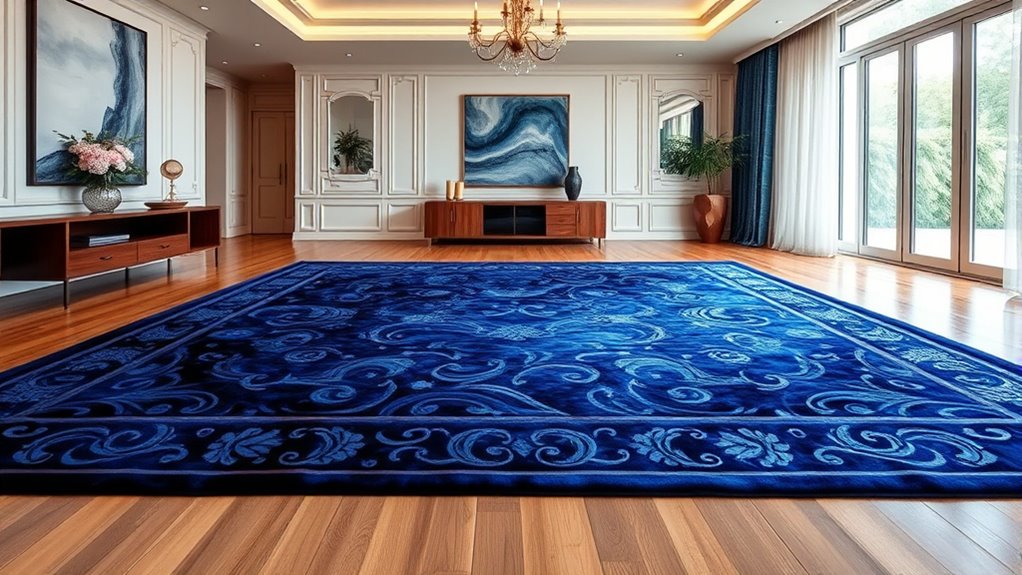 top yilong blue silk rugs