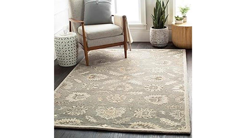 traditional charcoal wool rug