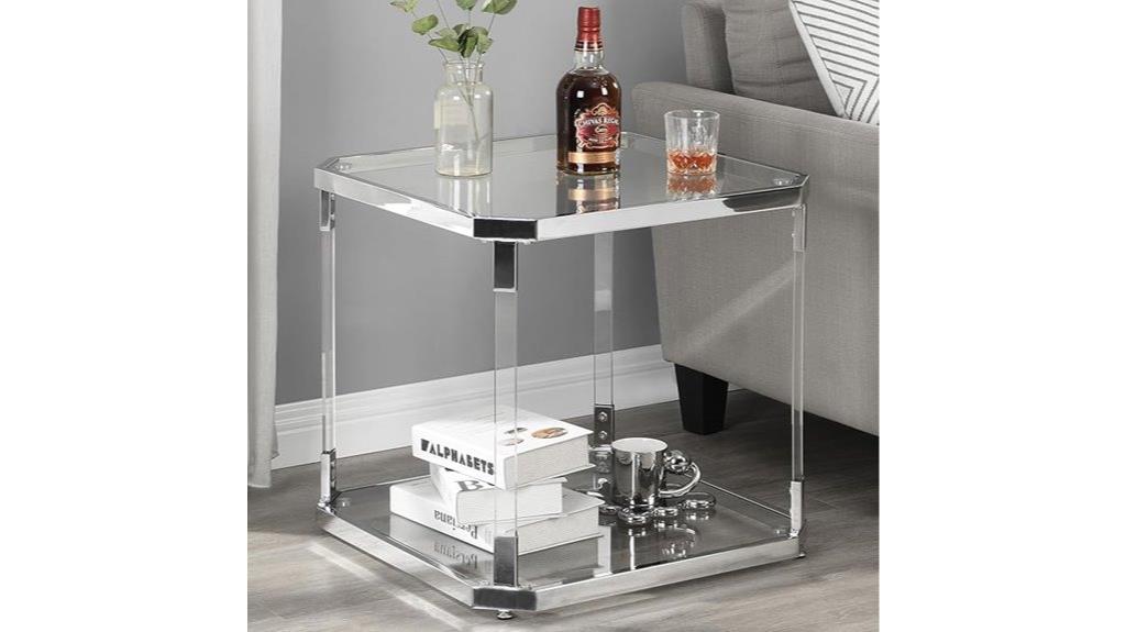 transparent glass side table