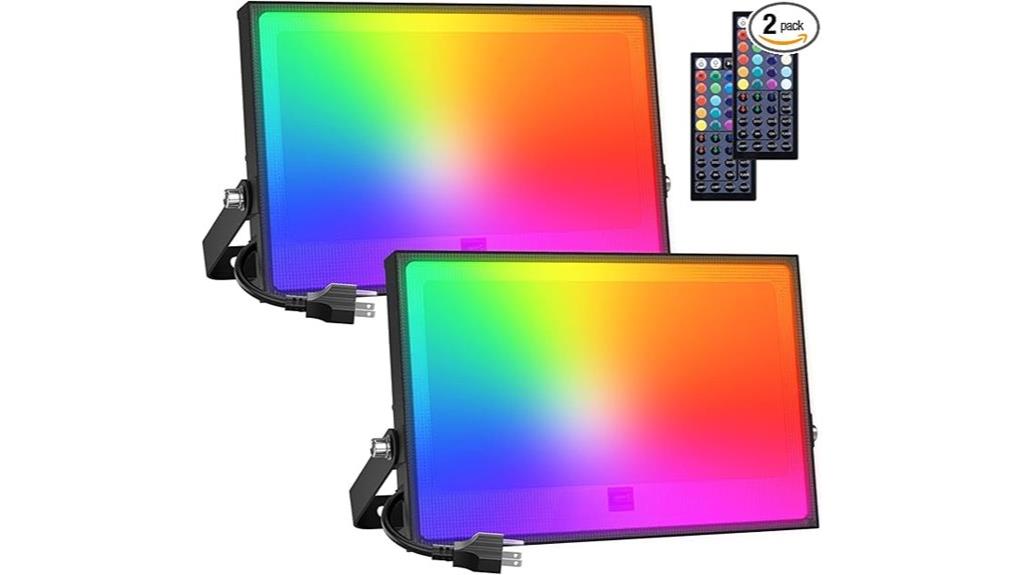 two rgbw flood lights