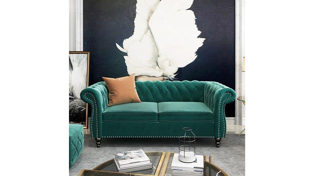 velvet loveseat with scroll