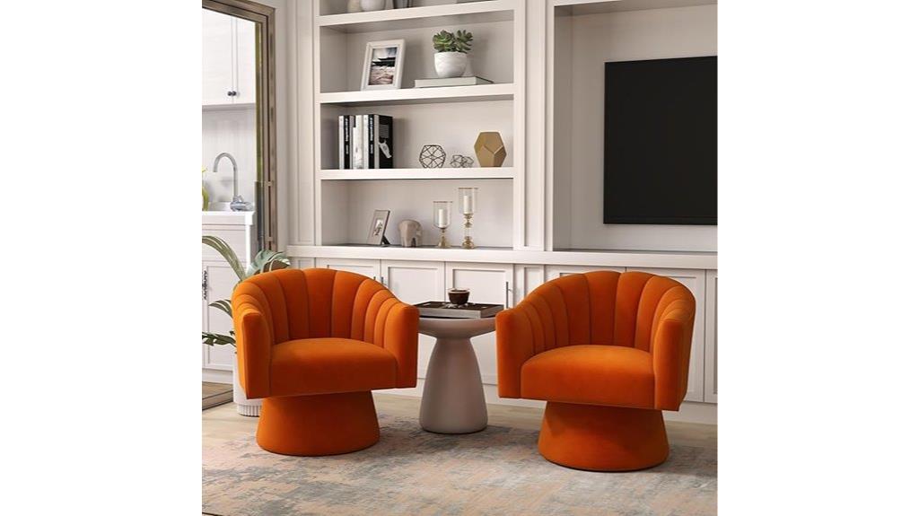 velvet swivel barrel chairs