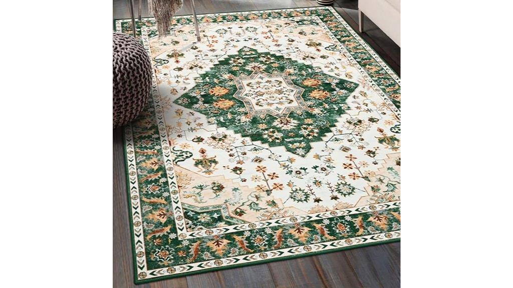 vintage floral green rug