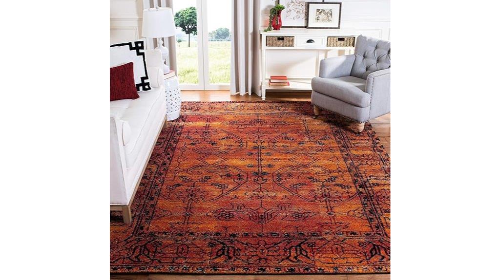 vintage orange hamadan rug