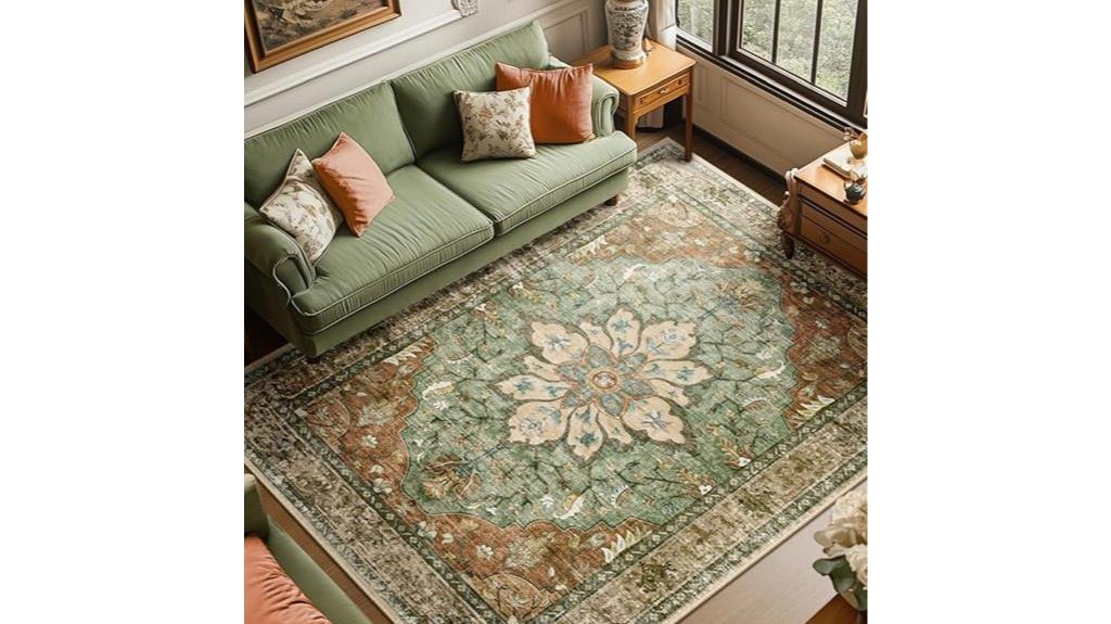 washable floral medallion rug
