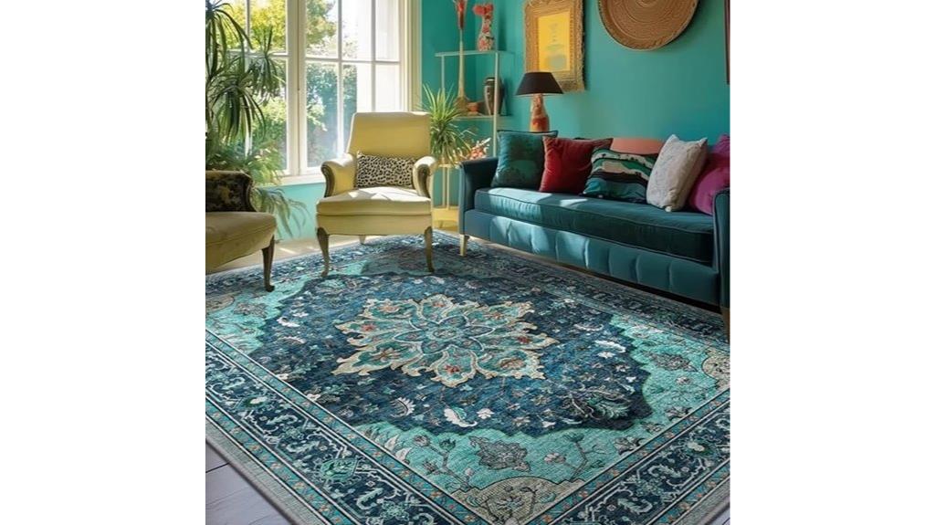 washable floral vintage rug