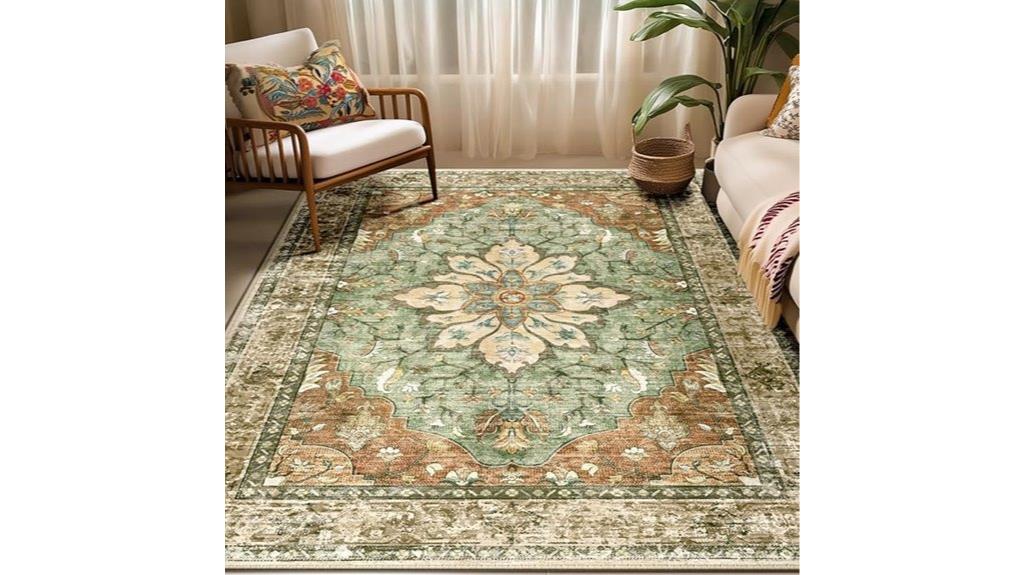 washable vintage floral rug