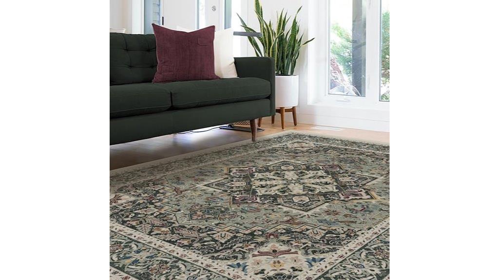 washable vintage sage rug
