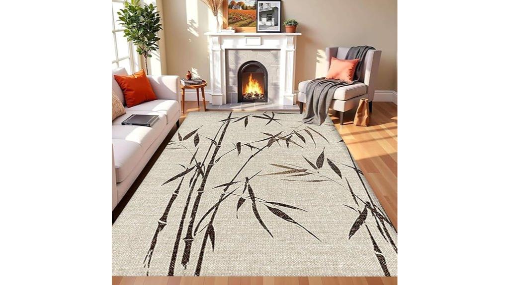 watercolor bamboo leaf rug