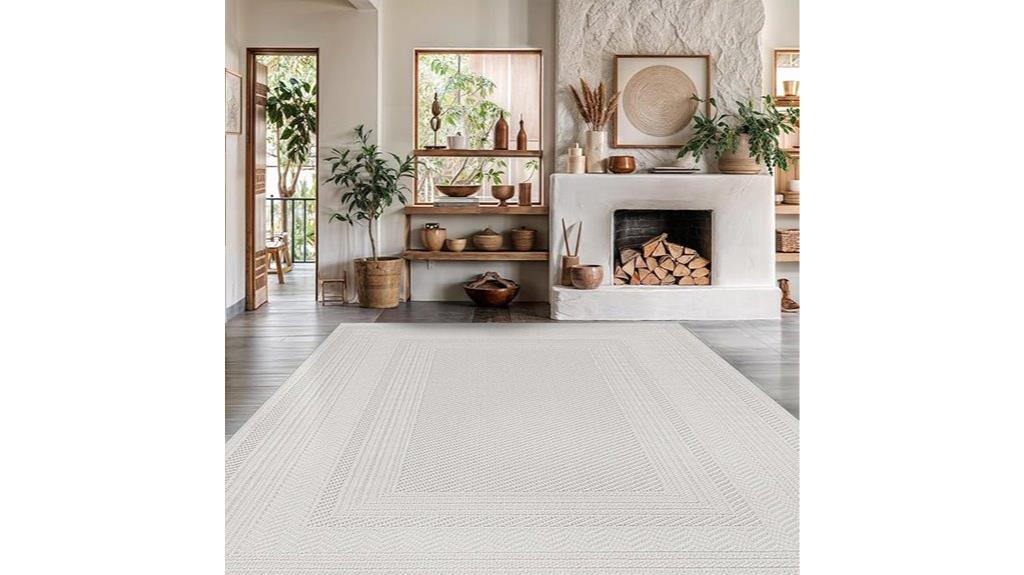 white boho geometric rug