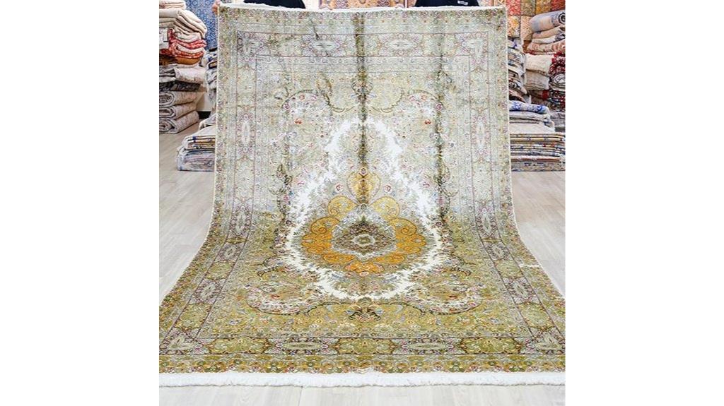 yellow vintage silk rug