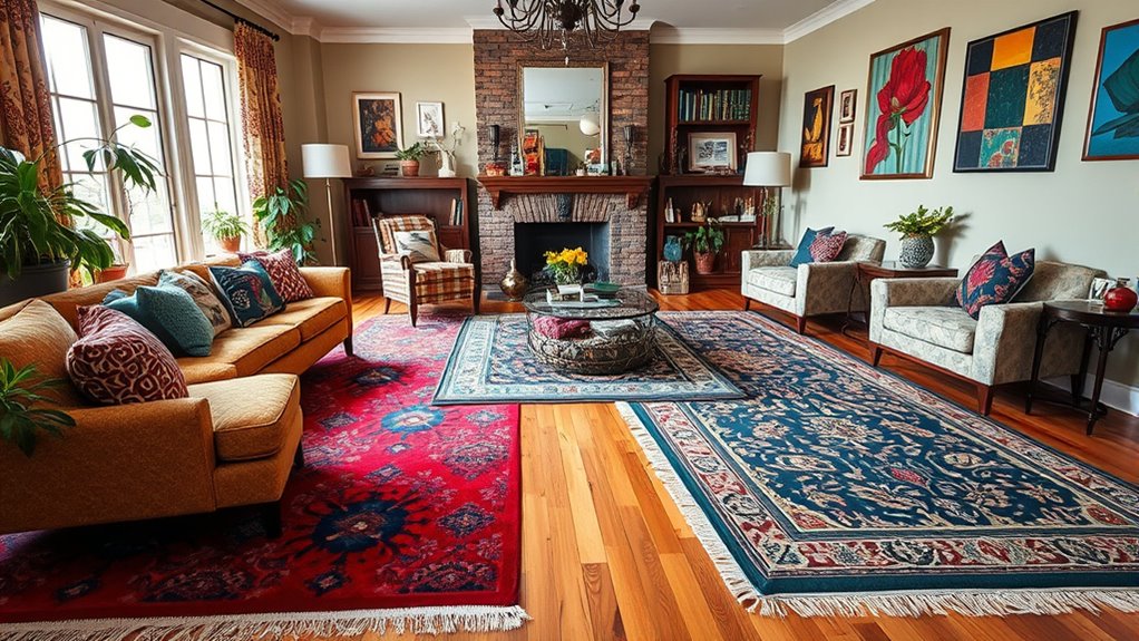 vibrant colorful rug layers