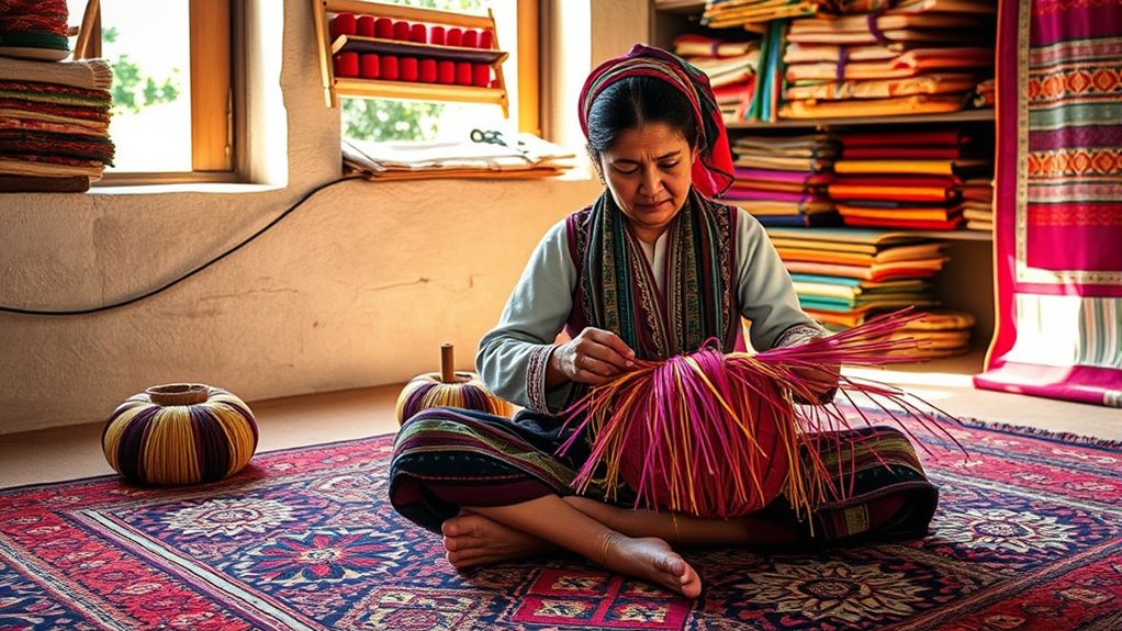 women s rug weaving roles