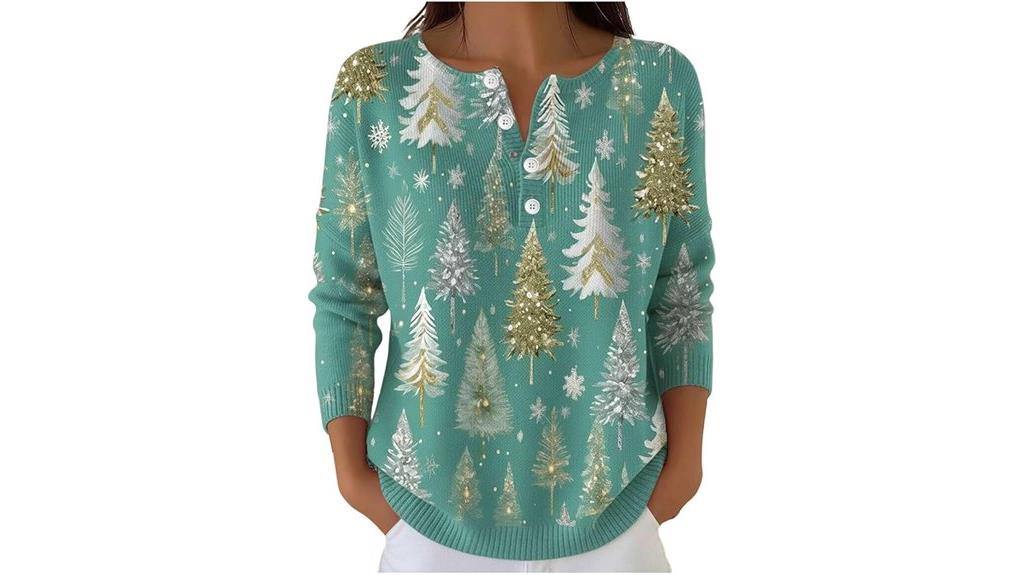 christmas women s henley sweater