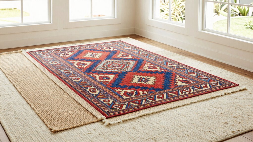 balanced coordinated rug layering