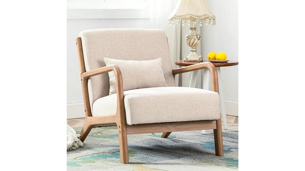 beige fabric accent chair