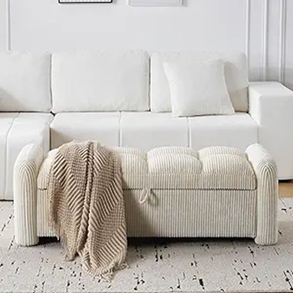 beige oversized corduroy ottoman