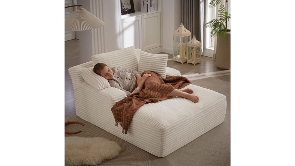 beige oversized corduroy sofa