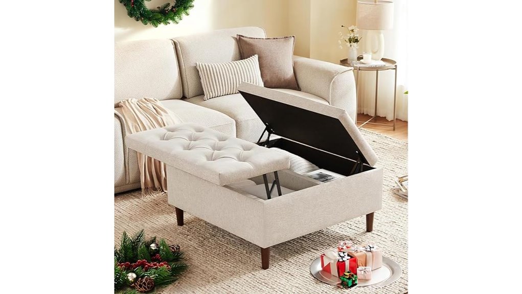 beige oversized storage ottoman