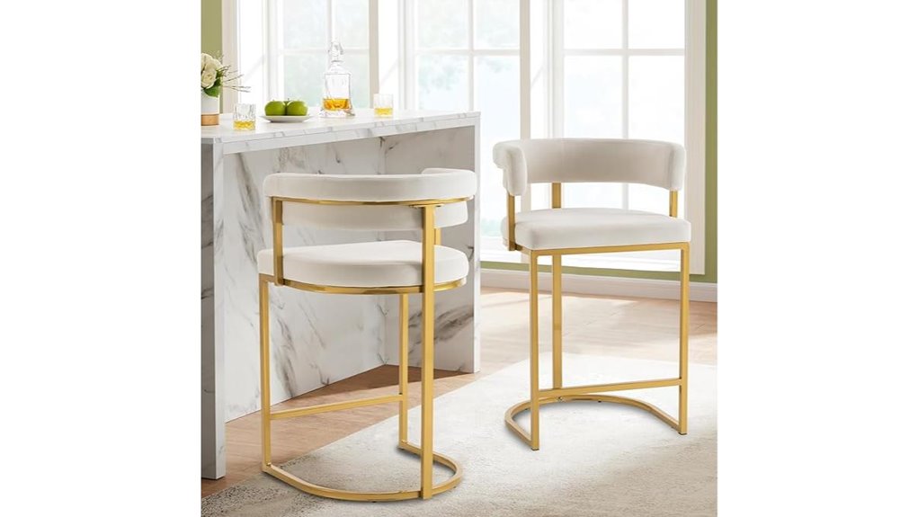 beige velvet bar stools