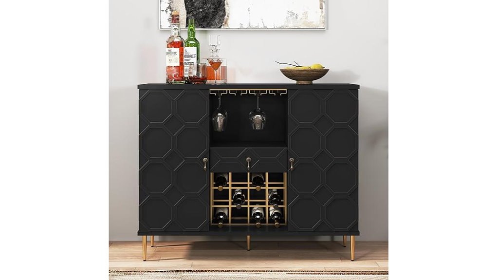 black bar cabinet with wine racks
