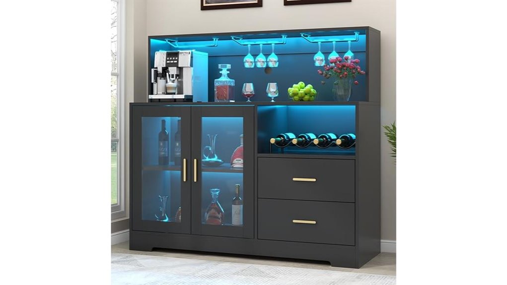 black cabinet with led