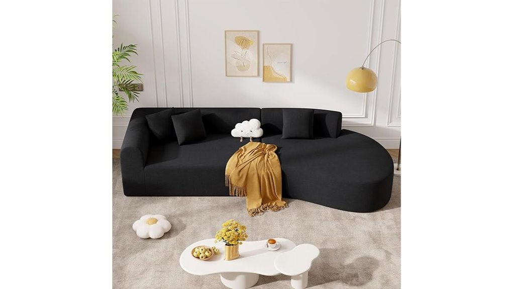 black chenille modular sofa