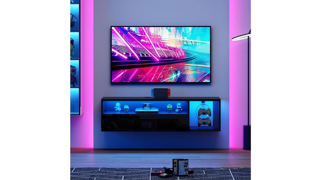 black floating tv stand