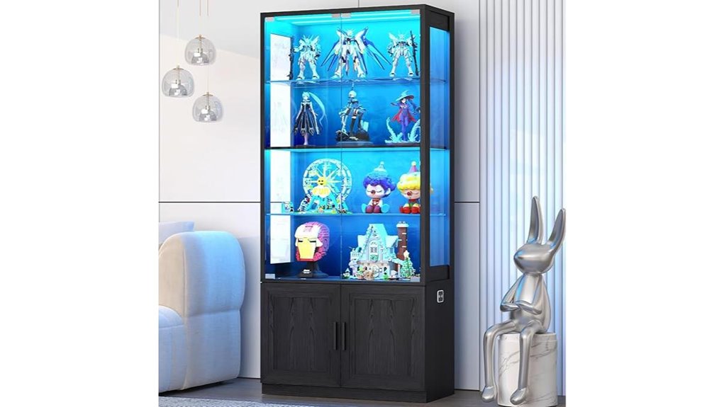 black glass display cabinet