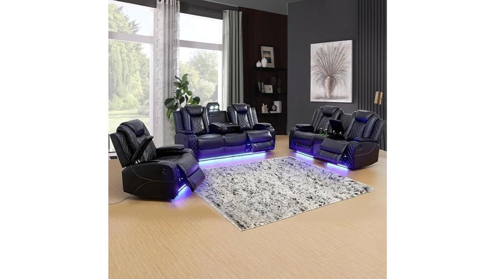 black leather recliner set