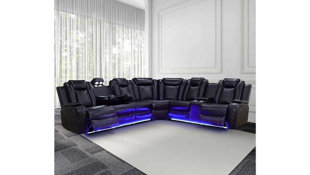 black leather reclining sofa