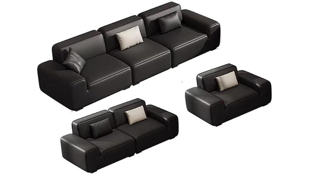 black leather sofa