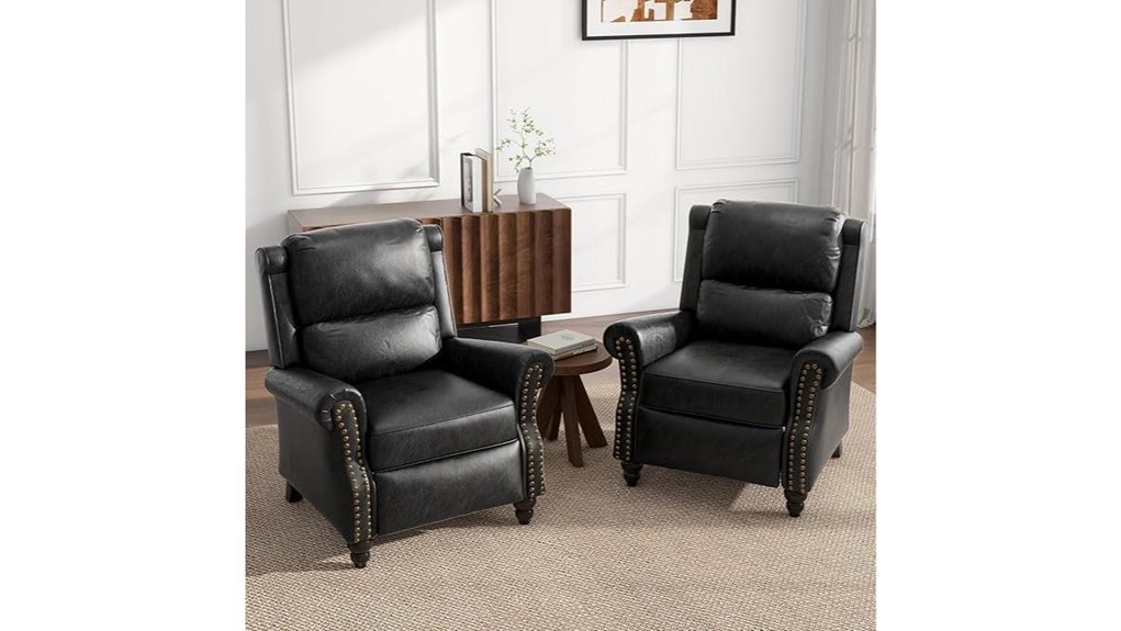 black pu leather recliners
