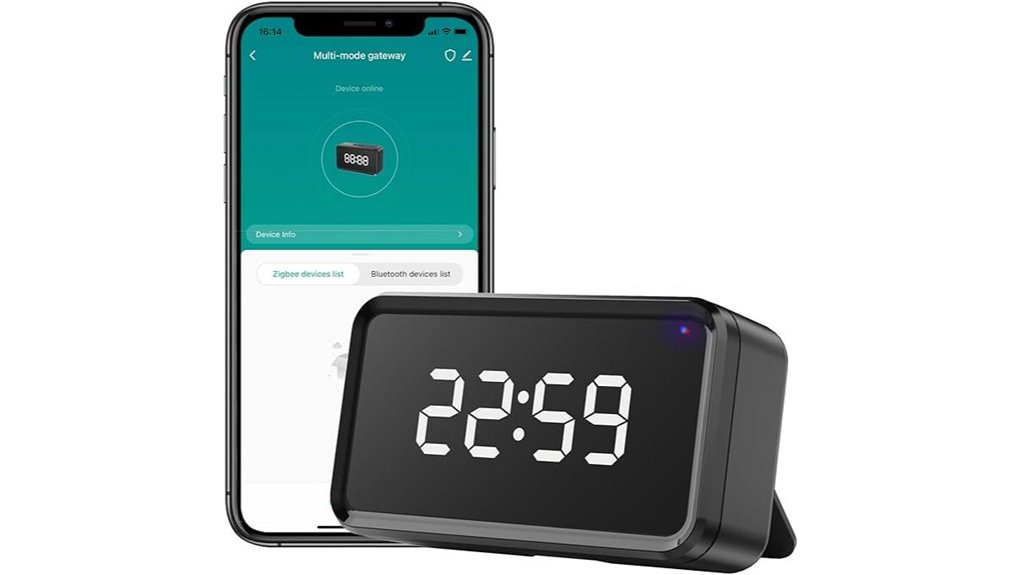 black zigbee hub with display