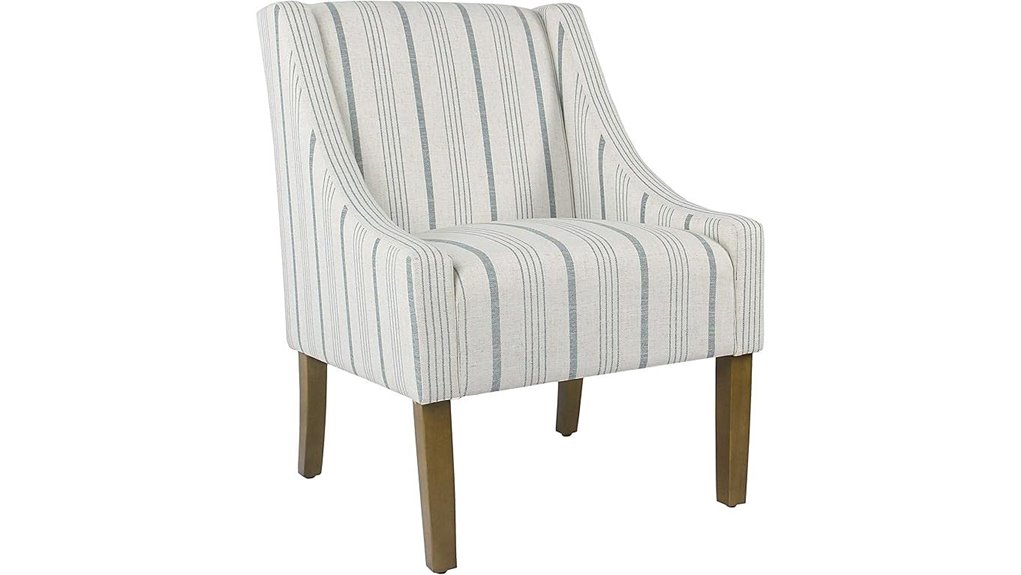 blue striped accent chair