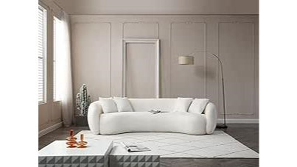 boucle sectional sofa with pillows