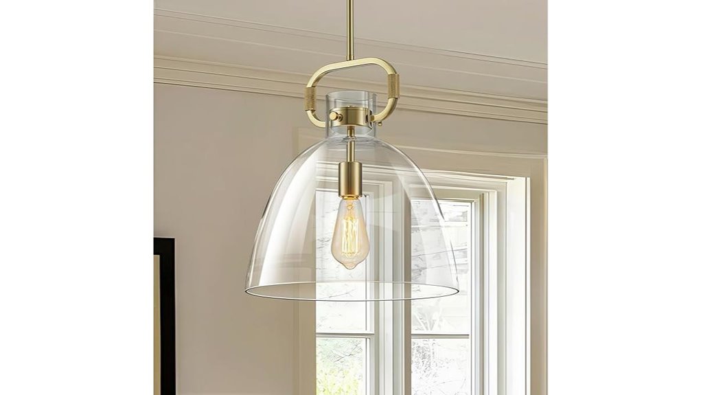 brass pendant with glass