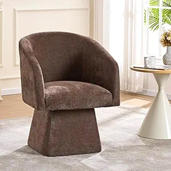 brown fabric swivel chair