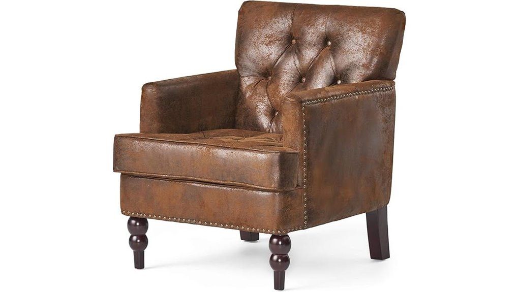 brown tufted club chair