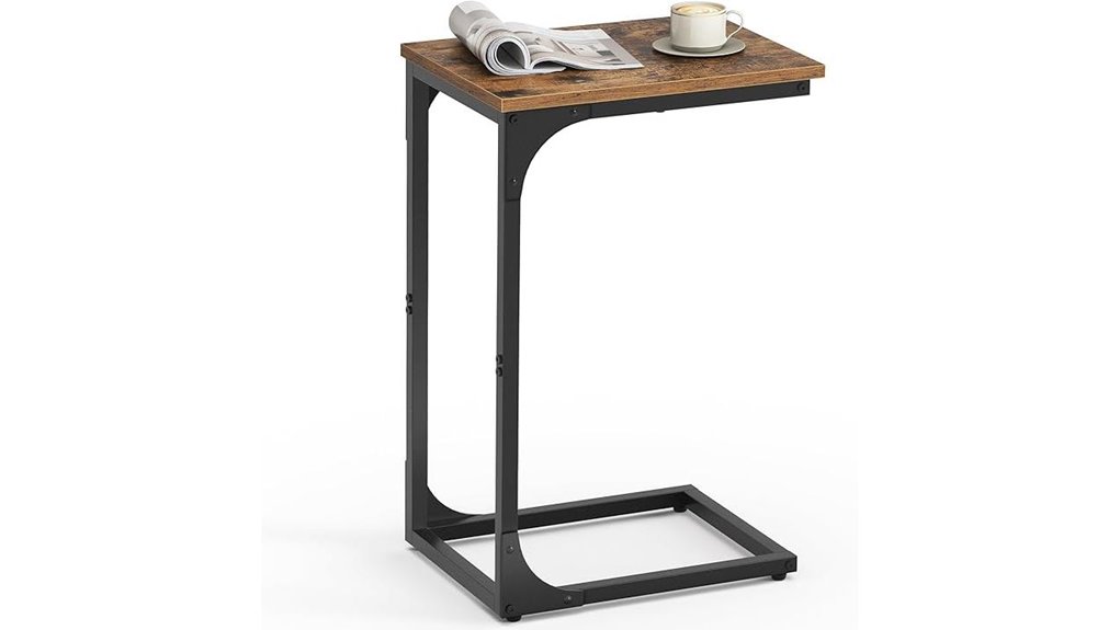 c shaped metal end table