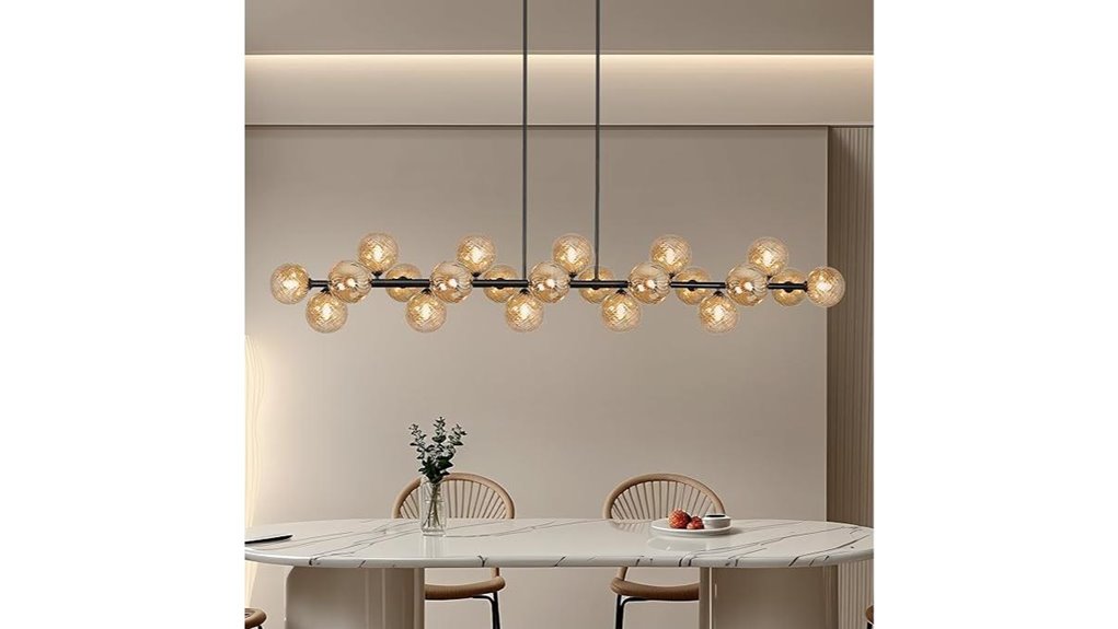 contemporary amber globe chandelier