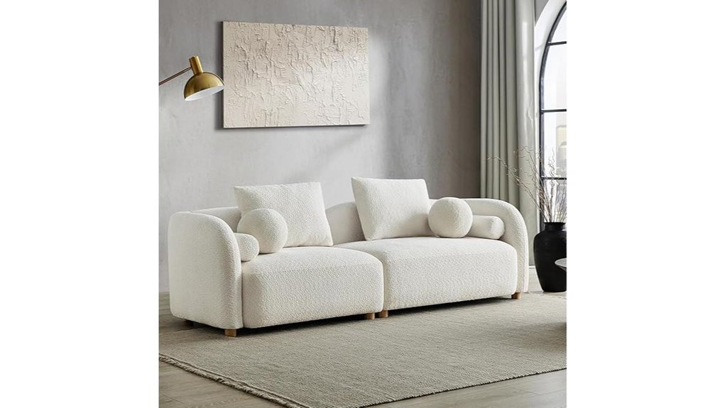 contemporary curved boucle sofa