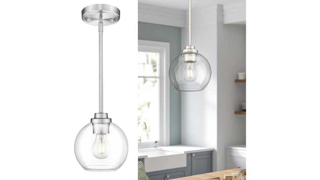 contemporary nickel glass pendant