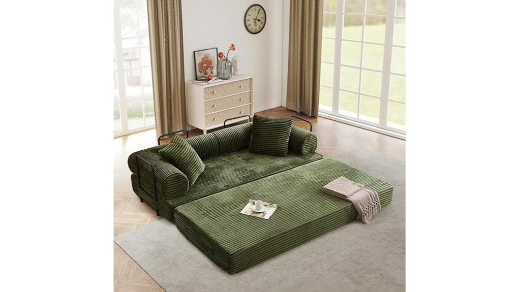 convertible plush corduroy sofa